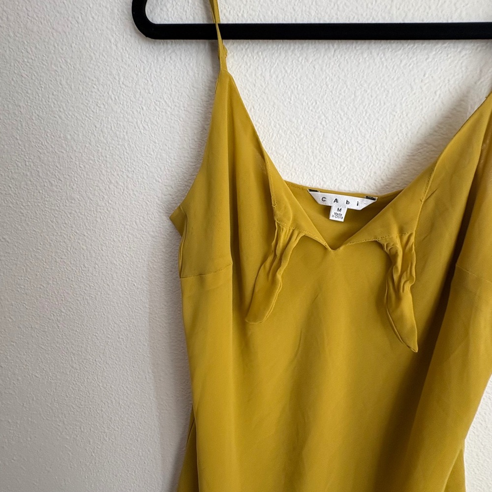 Cabi Mustard Yellow Double Layer Chiffon Camisole Tie Front Tank Top M - Picture 4 of 8